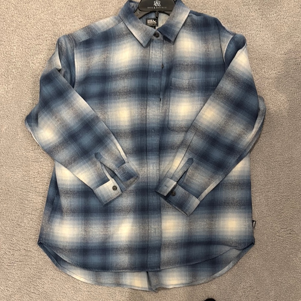 Eddie Bauer Blue and White Button Down Shirt